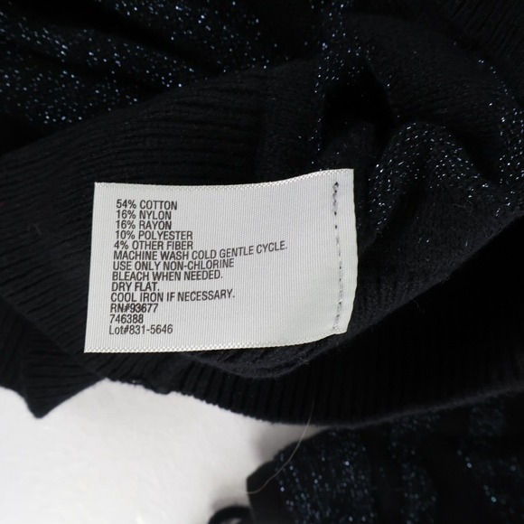 Worthington Lightweight Sweater Women XL Black Sparkling Zebra Stripe 3/4 Sleeve - Picture 7 of 8